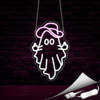Cowboy Ghost Neon Sign, Neon Signs for Wall Decor Neon White Pink LED Signs Room Neon Light Up Signs Home Decor for Bedroom Club Party Bar Shop USB Operated