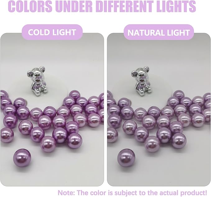 Light Purple Vase Filler | 150PCS Pearls Bead for Centerpieces Vases | 8/14/20 mm No Hole Beads, Fake Pearls for Wedding Birthday Easter Theme Party Table Centerpieces Decor