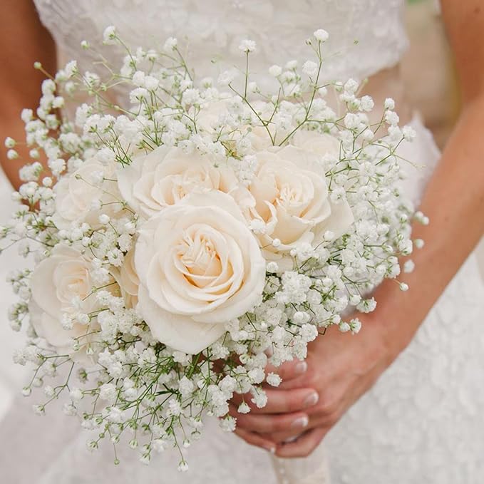 mizii 24 Pcs Babys Breath Artificial Flowers Bulk 25in Real Touch Faux Baby Breath White Flowers Fake Babies Breath Flower Decoration for Wedding Bouquet Flores Vase Tables Centerpieces Decor