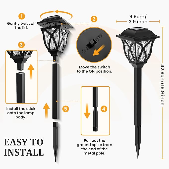 GIGALUMI Solar Lights Outdoor Waterproof, 8 Pack LED Solar Garden Lights, Outdoor Decorations, Garden Decor for Yard, Patio, Landscape, Planter, Walkway (Warm White)