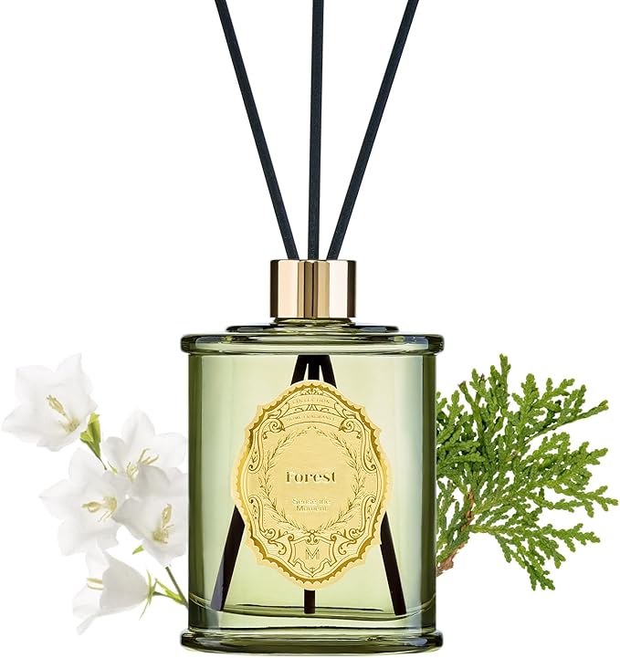 M&SENSE 8.4 oz Large Reed Diffuser for Home | Forest Scent Oil Diffuser with Sticks | Bedroom Bathroom Living Room Decor