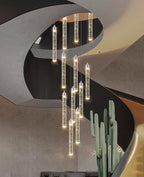 12-Lights Chandelier LED Dimmable Chandeliers for Entryway Flush Mount Ceiling Pendant Light Fixture Crystal Chandeliers for Living Room Chrome Finished Lighting Modern High Ceiling Chandelier