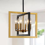 ANKYLHUA Small Black Gold Chandelier,6-Lights Ceiling Light Fixture E12,Adjustable Hight Pendant Lights Kitchen Island,Chandeliers for Dining Room Bedroom,Entryway,Foyer