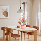 Artificial Flowers, Fake Flowers in Vase, Silk Flowers with Ceramic Vase, Faux Flowers Arrangement for Homes, Restaurants Decoration Dining Table Centerpiece Decor (Pink)