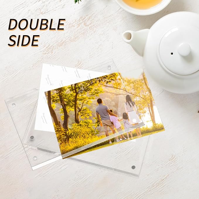 Acrylic Photo Frames 3.5x5 Pack of 3, Double Side Magnets Picture Frame, Magnetic Picture Frames for 3x4, 3x5, 3.5x4.5 photo, 10 + 10MM Thickness
