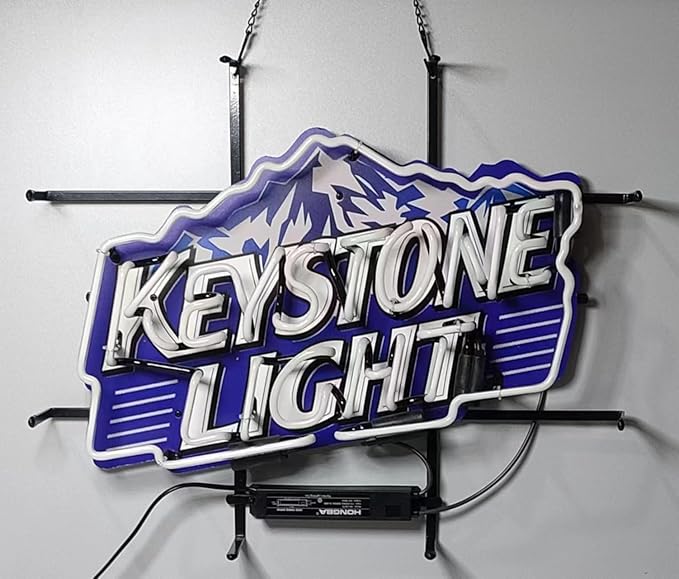 Neon Signs for Wall Decor Beer Bar 20x24inch Keystone Light Mountain Sign Beer Bar Pub Man Cave Business Glass Lamp Light Neon Tubing