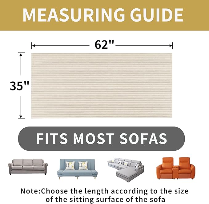 HAOMAIJIA Waterproof Couch Cover for Dogs Washable,Fuzzy Pet Couch Covers for Sofa,Thick Soft Dog Bed Cover Non-Slip Couch Covers for 2 Cushion Couch Sofa Pet Friendly (Off White, 35" x 62")