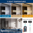 Rectangular Chandeliers 26-Lights Long Light for Entryway LED Dimmable Chandeliers Lighting Fixture Flat Sloped High Ceiling Pendant Lights Crystal for Living Room Foyer Hallway Staircase Black