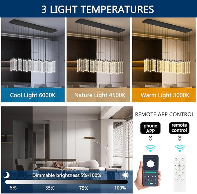 Rectangular Chandeliers 26-Lights Long Light for Entryway LED Dimmable Chandeliers Lighting Fixture Flat Sloped High Ceiling Pendant Lights Crystal for Living Room Foyer Hallway Staircase Black