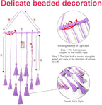 Homecor Hanging Photo Display Wall Decor, Purple Macrame Hanging Boho Room Bedroom Decor, Picture Frame Collage with Light 30 Clips, Christmas Teenage Teen Girl Gifts Ages 10 11 12 13 14 Years Old