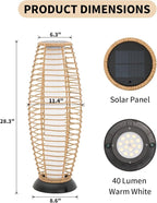 Outdoor Floor Lamp Solar Powered Lantern Waterproof Outdoor Lamps Wicker Patio Lights for Garden Deck Backyard Decor