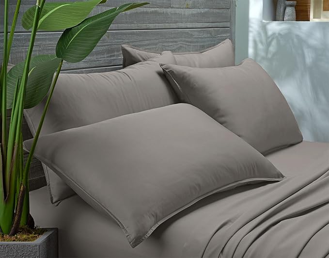 Queen Sheets by Pure Bamboo, Genuine 100% Organic Viscose Derived from Bamboo Bed Sheet Set, Luxuriously Soft & Cooling, Double Stitching, Lifetime Quality Promise (Queen, Graphite)