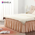 RIMELA Bed Skirt Queen Size 15 Inch Drop, Wrap Around Elastic Bedskirt Solid Microfiber Luxury Hotel Quality Fabric, Easy to Install Machine Washable Wrinkle & Fade Resistant, Flesh Pink