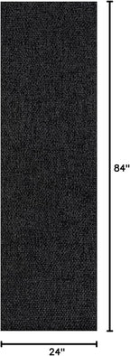 CAMILSON Indoor and Outdoor Runner Rug Dark Gray Black Solid Boho Woven Design Easy-Cleaning Non Shedding Farmhouse Living Room Bedroom Garden Patio and Kitchen Washable Outside Carpet Alfombras (2x7)
