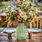 Vintage Glass Flower Vase，6 Pack Green Farmhouse Glass Centerpiece Vases Mason Jars for Weddings, Parties & Home Decor Bulk (6,Green)