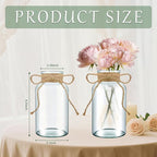 6PCS Transparent Glass Flower Vases for Centerpieces Boho Cylinder Bud Vases in Bulk Mason Jars for Weddings, Parties & Vintage Home Decor(Transparent 6)