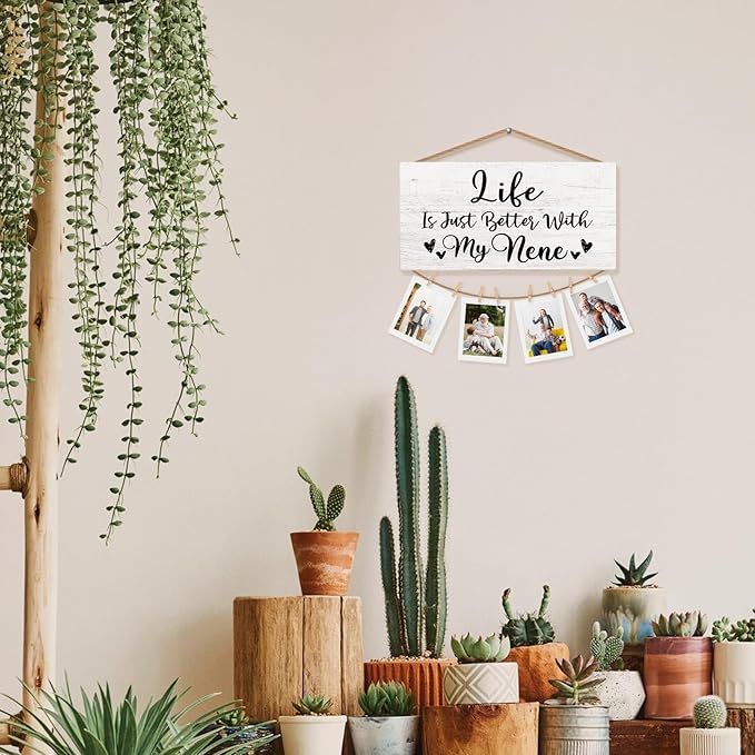 Nene Gifts Picture Frame Photo Holder for Wall, Birthday Gifts for Nana Grandma, Thank You Grandmother Meme Gift from Grandchildren Grandkids Hanging Photo Display