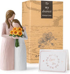 Sunflower Mother Daughter Figurine, Hand-Painted Resin Figure, Sentimental Gifts for Mom from Daughter, Perfect for Mother’s Day, Birthday, Thanksgiving, Christmas and Home Decoration, Pink