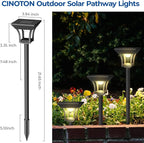CINOTON 2 Pack RGBCW Solar Pathway Outdoor Lights, 3 Lighting Modes Solar LED Garden Light, IP65 Waterproof Outside Solar Powered Landscape Lighting for Patio Walkway Yard Driveway RGB/Warm/Cold White