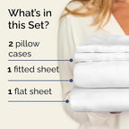Twin Sheets Set 4 Piece - Includes 2 Pillowcases - Bed Sheets Twin Size - Soft Hotel Luxury Bedding - Cooling, Comfy, Cozy and Breathable - 1 Flat & 1 Fitted & 2 Pillowcases w/ Deep Pockets - White
