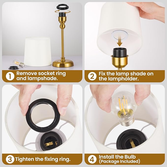 Cordless Small Table Lamp,6000mAh Rechargeable Battery Powered,LED Touch Control Dimmable Bedside Operated Night Table Top,Light for Bedroom/Home/Restaurant/Entryway/Dining/Living Room/Cafe(Gold-High)