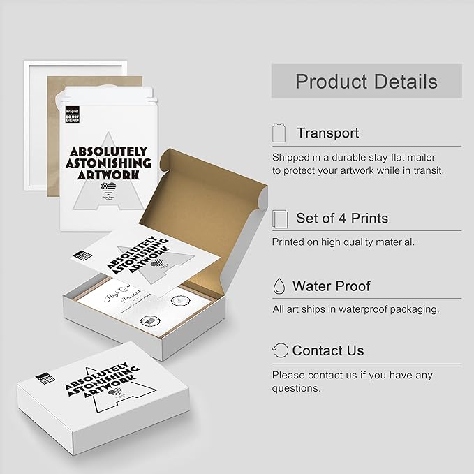 SIGNWIN Framed Tropical Mid-Century Wall Art, Set of 4 Modern Hawaiian Geometric Print Wall Decor Prints, Nature Wilderness Wall Décor for Living Room, Bedroom - 8"x10" White