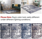 Keen Home Design Area Rugs - 10ft Round Non-Shedding, Abstract Rugs for Kitchen, Living Room, Bedroom, Dining Room, Entryway - Size: 10' Square, Navy/Grey/White