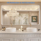 WEER White Bathroom Mirror 72X36 Inch, Rounded Rectangle White Metal Frame Mirror, Matte White Bathroom Vanity Mirror with Tempered Glass, Anti-Rust, Hangs Horizontally or Vertically