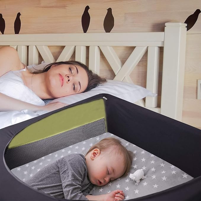 Crib Blackout Cover for Pack N Play - Travel Crib Cover, Breathable Baby Netting Cover/Tent for Indoor or Outdoor Portable Stretchy Blackout Tent, Net Curtains