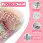 Rainbow Fluffy Round Area Rugs for Bedroom,5'X5'Shag Circle Area Rugs for Girls Room,Non Slip Fuzzy Plush Rug for Kids Room Living Room and Dorm Home Decor Rug