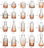 Glass Bud Vase Set of 20 - Small Vases for Flowers in Bulk - Assorted Vintage Crystal Vases for Flowers, Table Centerpieces (Amber, 20 Pcs)