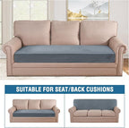 H.VERSAILTEX Velvet Stretch Individual Couch Cushion Cover Plush Cushion Slipcover for Loveseat Sofa Cushion Furniture Protector Seat Cushion Sofa Cover (1 Piece Sofa Cushion Cover, Stone Blue)