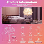 Smart Touch Control Bedside Table Feather Lamp Night Light with USB Charging for Girl, Baby, Alexa Voice Compatible, 9W 800LM Dimmable RGB Color Changing Lamp for Bedroom Nursery Desk Decor