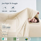 Breescape Cooling Comforter Throw Size - BlendTek™ Q-Max>0.46 Tech, Breathable Blanket for Hot Sleepers & Night Sweats Relief, Premium Lightweight Summer Bedding, 52x72 Inches, Ivory