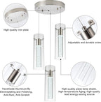 Kitchen Lighting Pendant Fixtures 3-Light LED Pendant Ceiling Fixture Brushed Nickel Bubble Cylinder Pendant Light with Adjustable Length for Kitchen Island Dinning Room Bedroom