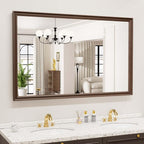 WEER Retro Copper Bathroom Mirror, 48x30 Inch Bronze Oil Rubbed Framed Mirror, Rectangle Classic Vintage Framed Wall Mirror, Farmhouse Vanity Mirror, Tempered Glass, Vertically or Horizontally