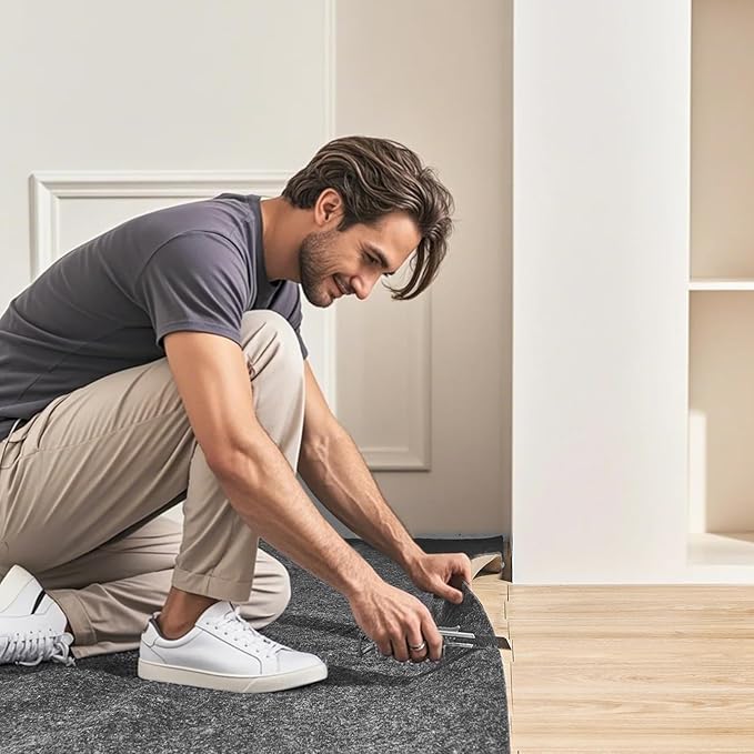 VEVOR - Slip-Resistant Rug Pad - Protective Cushioning Carpet Pad - 5' x 8' - 1/4" Thick - Dual Surface - Polyester Felt + Latex - Gray - 3-4㎡ Area Carpet Padding Rug Cushion Safe for All Floors