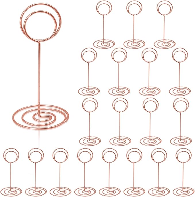 Table Number Holders 20Packs - 3.35 Inch Table Number Stands Place Card Holder for Wedding Party Graduation Reception Restaurant Home Photo Picture Office Memo (Rose Gold, 3.35")