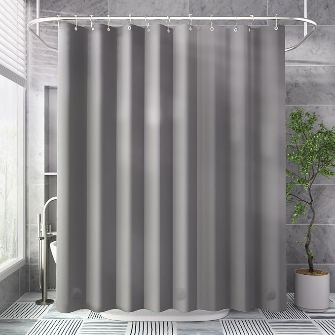 AmazerBath Shower Curtain Liner, 72x78 Grey Shower Curtain Liner, Cute Plastic Shower Curtain Liners, Lightweight Waterproof PEVA Gray Shower Curtains for Bathroom with Magnets and 12 Grommet Holes