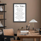 FZMHASLWW Our Father Prayer Wall Decor 24"X16" Bible Verse Scripture Inspirational Quotes Sign Christian Large Wood Framed Wall Hanging Art (Black