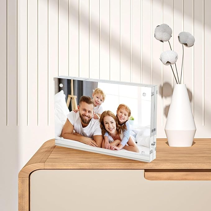 4x6 Acrylic Frames 20 Pack, 20mm Double Sided Magnetic Picture Frames 20% Thicker Block Clear Picture Frames Wedding Table Numbers for Desk Desktop Display Pictures Holder