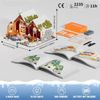 Spa-Cabin Winter Lighting-Building-Bricks Set - 2235 Pcs Christmas House Winter Lodge LED Light Construction Building Christmas Village Model Set for Adults and Families