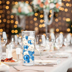 200PCS Blue White Faux Pearls Beads for Centerpiece Vases, Vase Filler Faux Pearls, No Holes Filler Beads for Party Anniversary Birthday Wedding Table Decor, 10/14/20/30mm