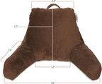 Nestl Reading Pillow Standard Bed Pillow, Back Pillow for Sitting in Bed Memory Foam Chair Pillow, Reading & Bed Rest Pillows Chocolate Brown Back Pillow for Bed, Bed Chair Arm Pillow with Pockets