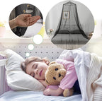 VISATOR Mosquito Net Bed Canopy for Girls,King Canopy Bed Curtains Queen Size from Ceiling,Dome Mosquito Netting Bed Tent Twin Girls Canopy Bed Decor for Baby Crib,Kid Bed and Adult Beds (Black)