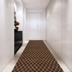 Custom Size Backed Non-Slip Area Rugs Runner, Easy Clean, Waterproof Runner Rugs for Hallway Entryway, Kitchen, Laundry, 4FT x 48FT, Brown Checkered