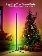 Corner Floor Lamp, RGB LED Corner Lamp with Music Sync, Smart App and Remote Control Color Changing Ambience Light, LED Lamp with 16 Million Colors for Bedroom, Living Room Gaming Room