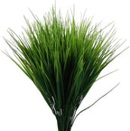 8 Pack Artificial Plants Flowers Grass Shrubs No Fade Faux Plastic Flowers Outdoor for Farmhouse Garden Porch Patio Indoor Wedding Decoration Greenery Fake Plants uv Resistant (3#Green)