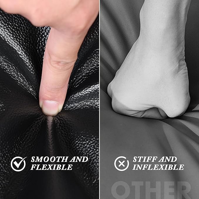 Leather Ottoman,Handmade Stuffed Square Ottoman,Genuine Leather Pouf, Foot Rest Pouf,Comfortable Soft Seating for Living Room & Bedroom (Black, Square)