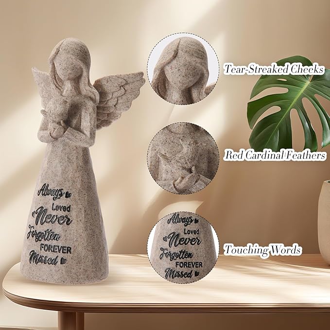 Cardinal Gifts for Women -6 inch Memorial Gift, Cardinal Decor,Sympathy Gifts for Loss of Loved One,Grief Gifts for Women, Resin Home Decor Sculpted Hand-Painted Angel Figurine